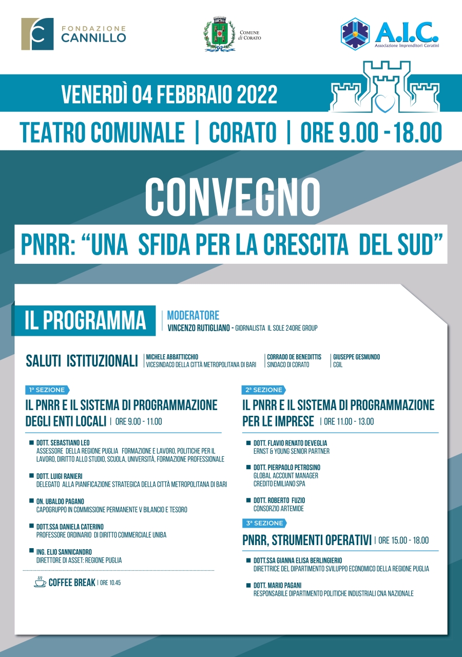 IL PROGRAMMA DEL CONVEGNO SUL PNRR DEL 4 FEBBRAIO 2022