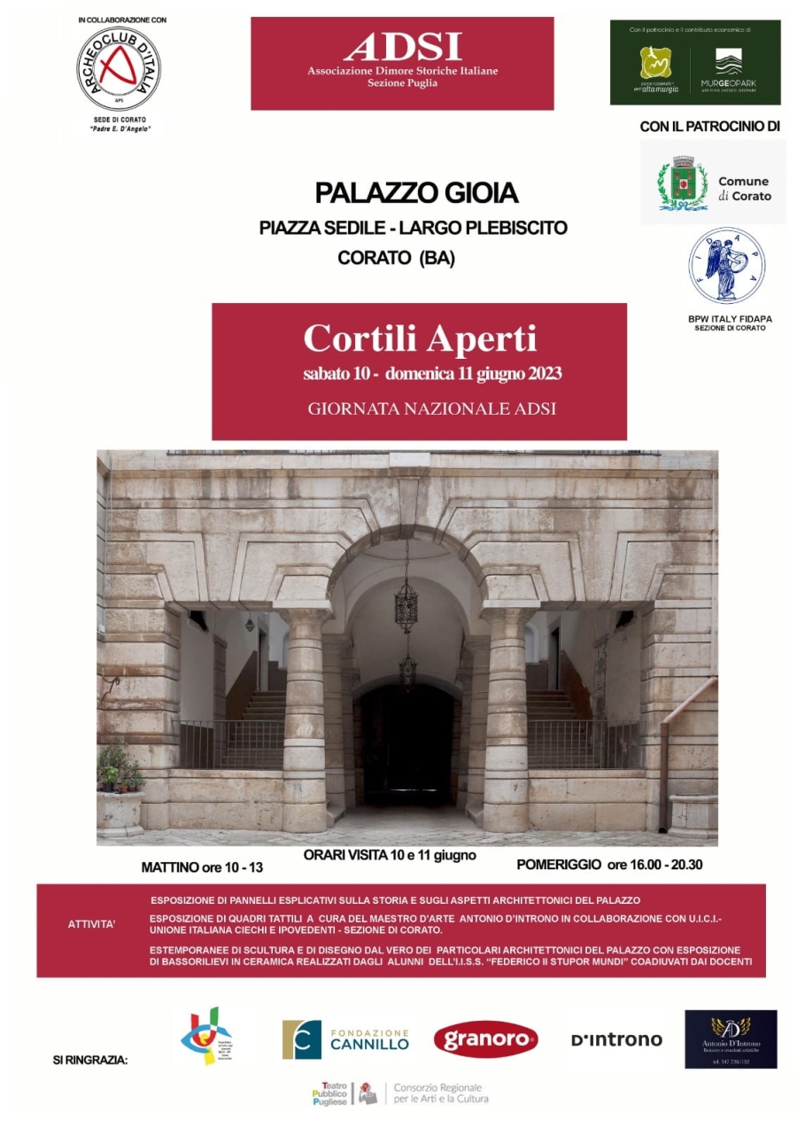 LA FONDAZIONE CANNILLO PROMUOVE L'INIZIATIVA "CORTILI APERTI" A CORATO